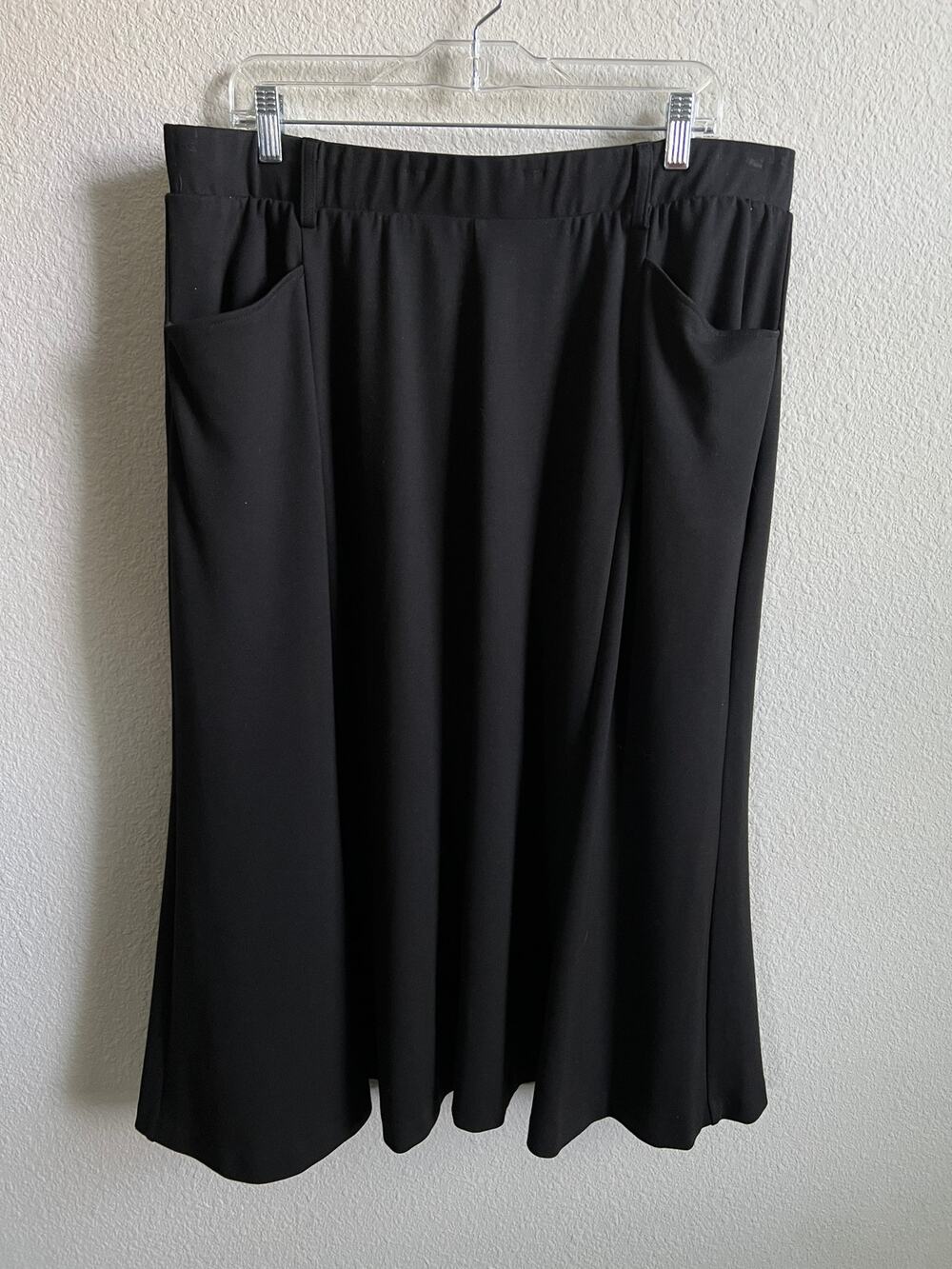 Universal Standard Carla Black Ponte Knit Midi Skirt Women's 18/20 Swing Flare